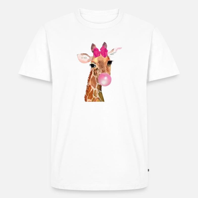 Giraffe Bubblegum - Männer Premium Bio T-Shirt - Weiß