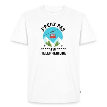 j'peux pas j'ai téléphérique - T-shirt Premium bio Homme - blanc - Devant - Nico (187cm)