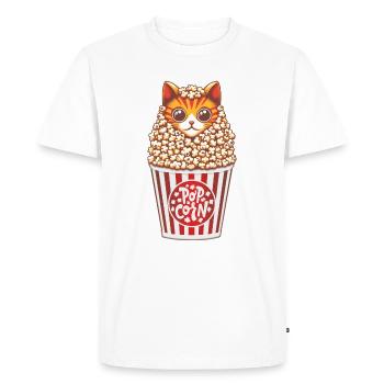 Chat Popcorn Anime - T-shirt Premium bio Homme - blanc - Devant - Nico (187cm)