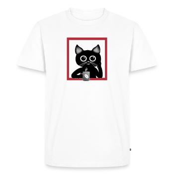 Coffee Cat - Men's Premium Organic T-Shirt - white - Front - Nico (187cm)