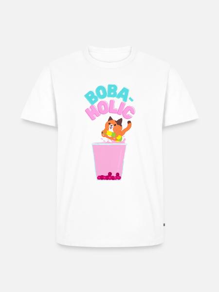 Bubble-tea cat / Boba-tea Cat - Men's Premium Organic T-Shirt - white