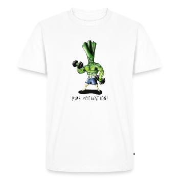 Leeks - pure motivation! - Men's Premium Organic T-Shirt - white - Front - Nico (187cm)