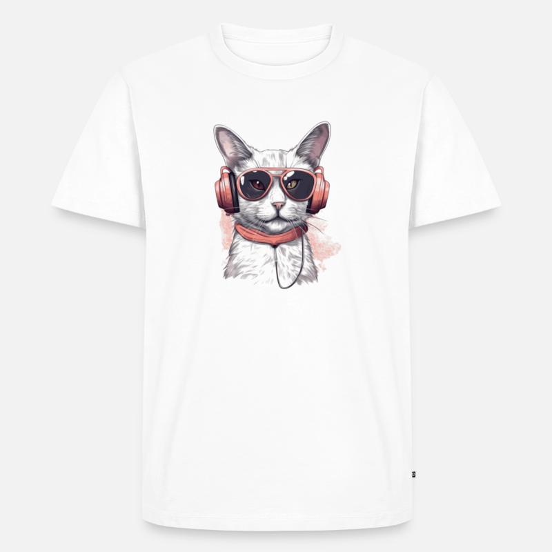 Katze Katzen cool süß Geschenkidee - Männer Premium Bio T-Shirt - Weiß
