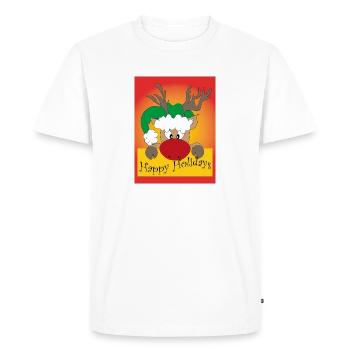Be Nosy Rudolph / Joyeuses Fêtes - T-shirt Premium bio Homme - blanc - Devant - Nico (187cm)