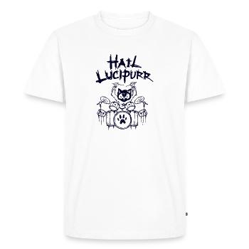 Grêle Lucipurr Heavy Metal Satan Drums - T-shirt Premium bio Homme - blanc - Devant - Nico (187cm)
