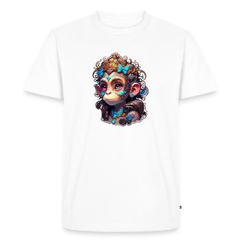 Singe mignon / Fille de singe / Mignon / noeud de cheveux - T-shirt Premium bio Homme - blanc - Devant - Nico (187cm)