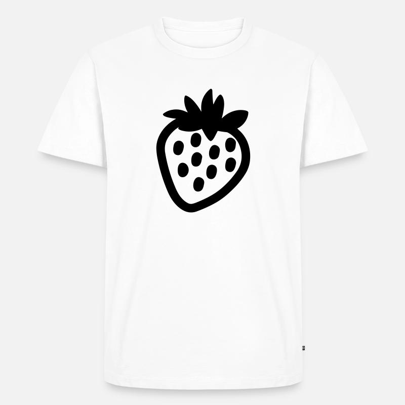 Erdbeere - Männer Premium Bio T-Shirt - Weiß