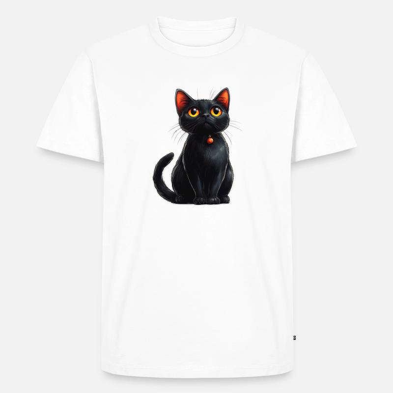 Schwarze Katze - Männer Premium Bio T-Shirt - Weiß
