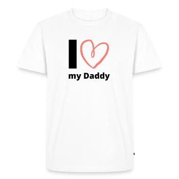 J’aime mon papa en disant fête des pères Amour papa père - T-shirt Premium bio Homme - blanc - Devant - Nico (187cm)