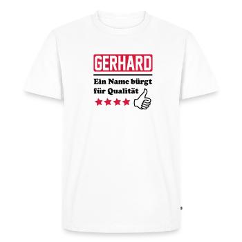 gerhard - Men's Premium Organic T-Shirt - white - Front - Nico (187cm)