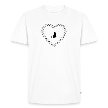 Chat avec coeur de pattes - T-shirt Premium bio Homme - blanc - Devant - Nico (187cm)