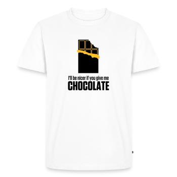 Give me chocolate. Then I am also friendly! - Men's Premium Organic T-Shirt - white - Front - Nico (187cm)