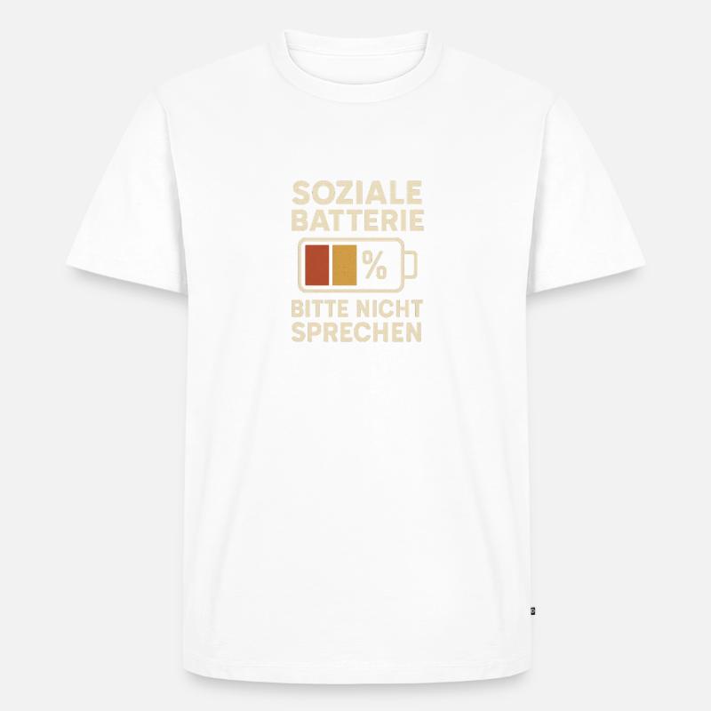 Soziale Batterie: 1% – Bitte nicht sprechen (lusti - Männer Premium Bio T-Shirt - Weiß