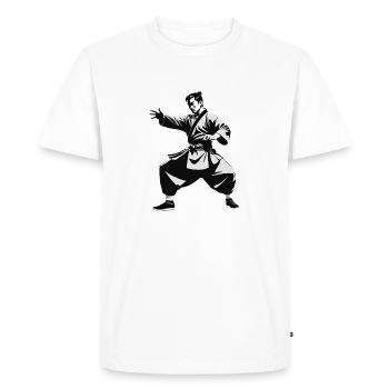 Moine Shaolin - Arts Martiaux Sticker - T-shirt Premium bio Homme - blanc - Devant - Nico (187cm)