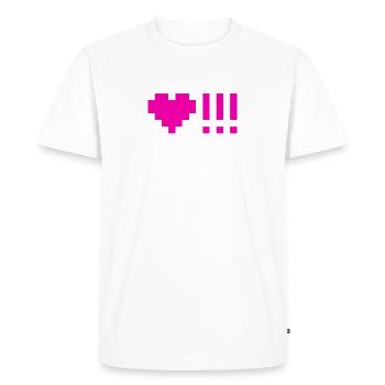 Coeurs avec trois points d’exclamation - T-shirt Premium bio Homme - blanc - Devant - Nico (187cm)