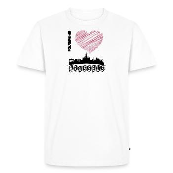 Bruxelles - Brülles - UE - Europe - Chemise - T-shirt Premium bio Homme - blanc - Devant - Nico (187cm)