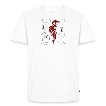 Dragon avec des slogans - T-shirt Premium bio Homme - blanc - Devant - Nico (187cm)
