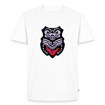 masque maori tribal tattoo ethnique - T-shirt Premium bio Homme - blanc - Devant - Nico (187cm)