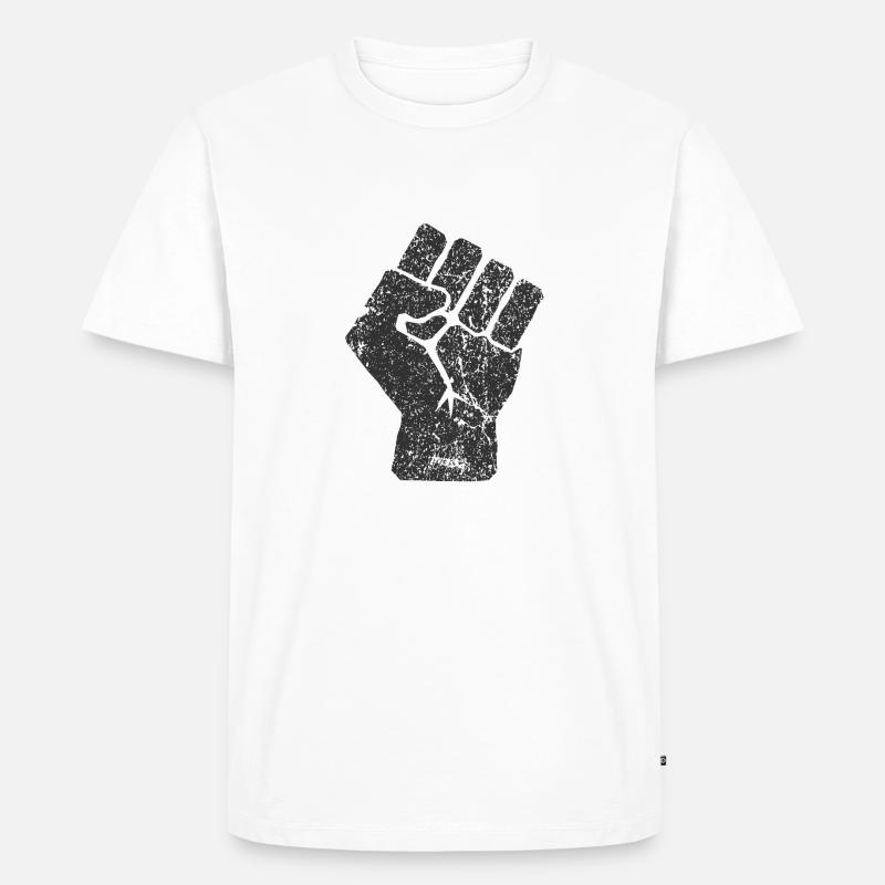 Erhöhte Faust Symbol - Männer Premium Bio T-Shirt - Weiß