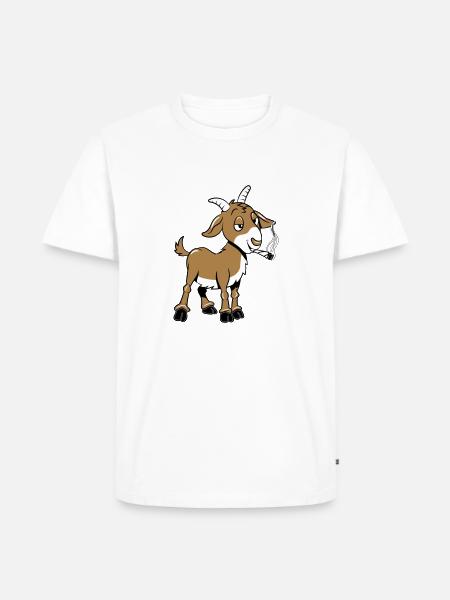 Ziege kiffen joint - Männer Premium Bio T-Shirt - Weiß