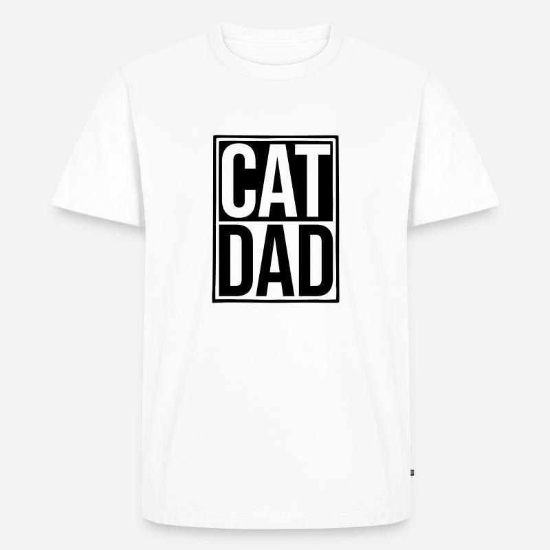 Logo Schild Cat Dad - Männer Premium Bio T-Shirt - Weiß