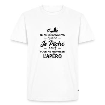 pêche et l'apéro / humour pêche - T-shirt Premium bio Homme - blanc - Devant - Nico (187cm)