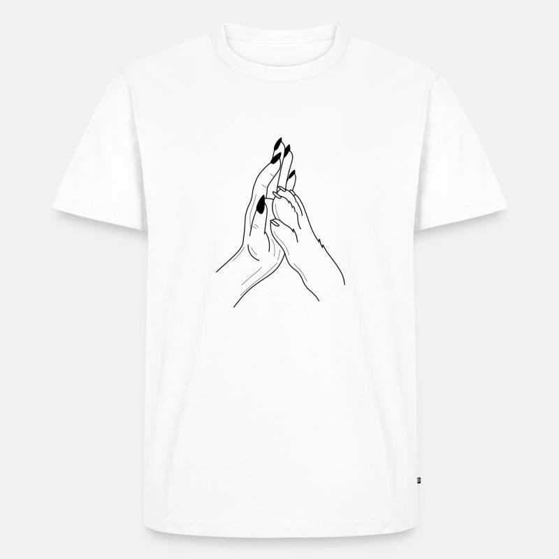 Hand Pfote Highfive - Männer Premium Bio T-Shirt - Weiß