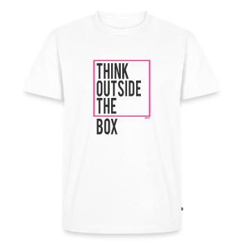 Think outside the Box - Men's Premium Organic T-Shirt - white - Front - Nico (187cm)