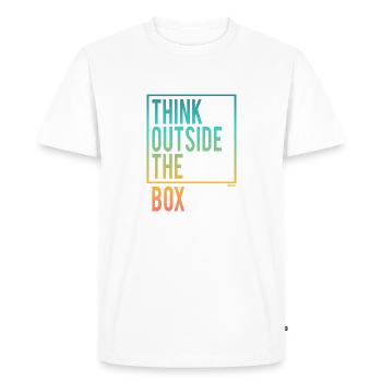 Think outside the Box - Men's Premium Organic T-Shirt - white - Front - Nico (187cm)