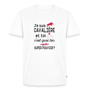 je suis cavalière / cadeau humour cavalière - T-shirt Premium bio Homme - blanc - Devant - Nico (187cm)