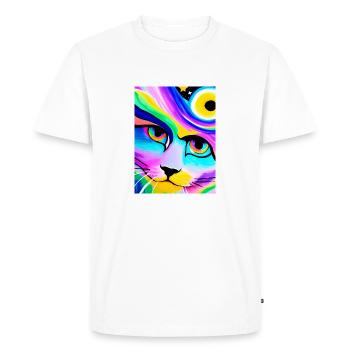 Cosmic Anime Cat Close Up - Men's Premium Organic T-Shirt - white - Front - Nico (187cm)
