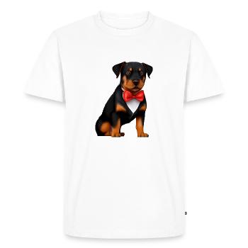 Rottweiler with bow tie dog dog suit puppy - Men's Premium Organic T-Shirt - white - Front - Nico (187cm)