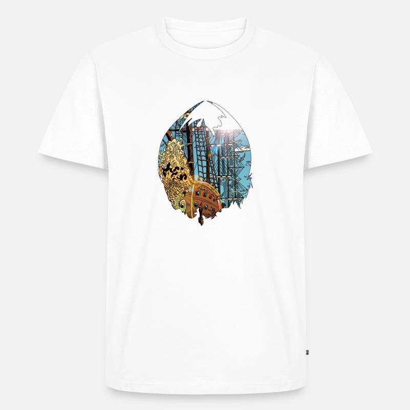 Logo des Schiffsgesichts - Männer Premium Bio T-Shirt - Weiß