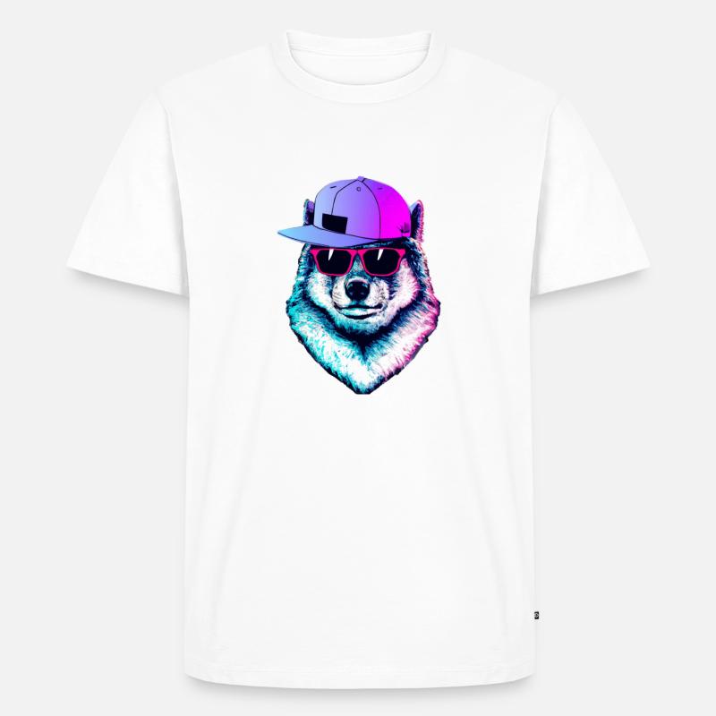Cooler Wolf - Männer Premium Bio T-Shirt - Weiß