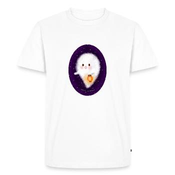 Fantôme avec lanterne - T-shirt Premium bio Homme - blanc - Devant - Nico (187cm)