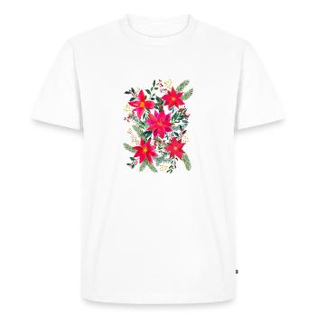Festive Christmas Terne Floral Bouquet Watercolor - Men's Premium Organic T-Shirt - white - Front - Nico (187cm)