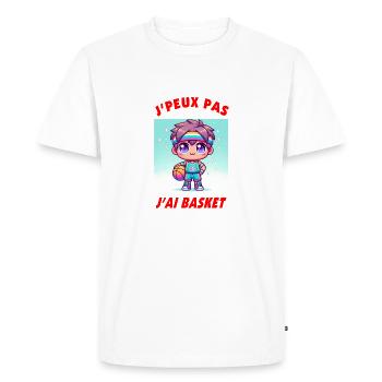 J'peux pas j'ai basket - T-shirt Premium bio Homme - blanc - Devant - Nico (187cm)
