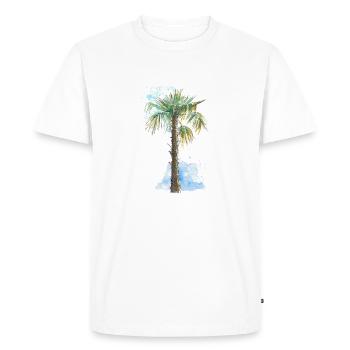 Palmier méditerranéen - Auarell dessin à la plume et à l’encre - T-shirt Premium bio Homme - blanc - Devant - Nico (187cm)