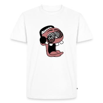 DJ visage drôle rire lunettes de soleil musique de fête - T-shirt Premium bio Homme - blanc - Devant - Nico (187cm)