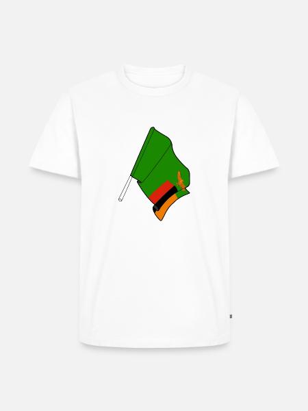 Flagge Sambia - Männer Premium Bio T-Shirt - Weiß