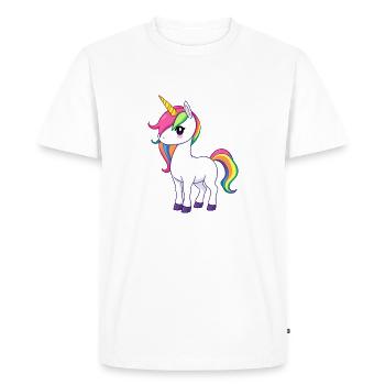 Illustration fantastique de licorne arc-en-ciel - T-shirt Premium bio Homme - blanc - Devant - Nico (187cm)