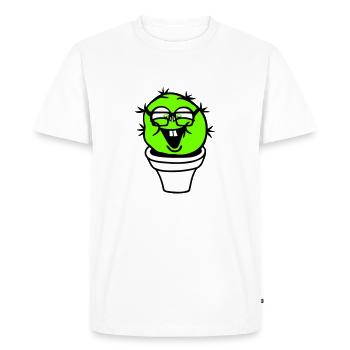 Cactus Nerd Face Lunettes à monture de corne épineuse Cool Geek - T-shirt Premium bio Homme - blanc - Devant - Nico (187cm)