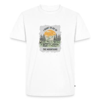 Mountains, I want to go to the mountains - Men's Premium Organic T-Shirt - white - Front - Nico (187cm)