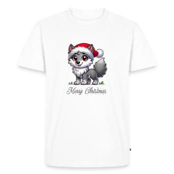 Loup Joyeux Noël - T-shirt Premium bio Homme - blanc - Devant - Nico (187cm)