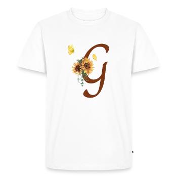 Lettre g tournesol papillon - T-shirt Premium bio Homme - blanc - Devant - Nico (187cm)