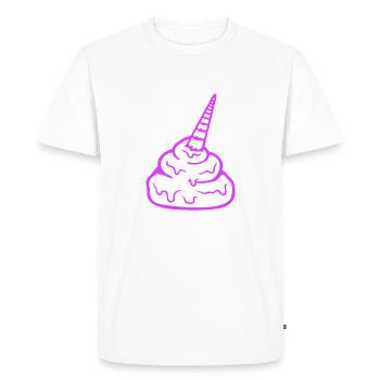 Cheval Licorne Corne Caca Merde Drôle Caca Pile - T-shirt Premium bio Homme - blanc - Devant - Nico (187cm)