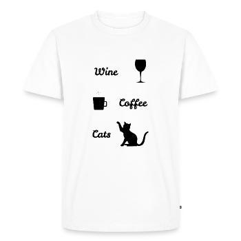 WINE COFFEE CATS :: GIFT - Men's Premium Organic T-Shirt - white - Front - Nico (187cm)