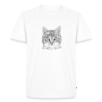 Tête de chat dessinée - T-shirt Premium bio Homme - blanc - Devant - Nico (187cm)