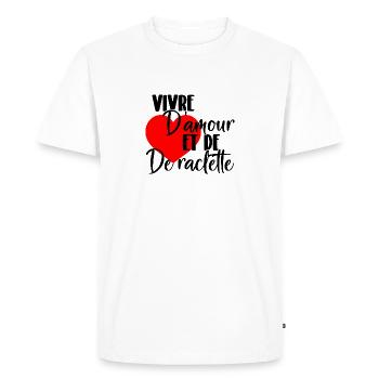 Vivre d'amour et de raclette - T-shirt Premium bio Homme - blanc - Devant - Nico (187cm)