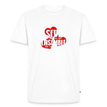 Seul on va plus vite, ensemble on va plus loin - T-shirt Premium bio Homme - blanc - Devant - Nico (187cm)